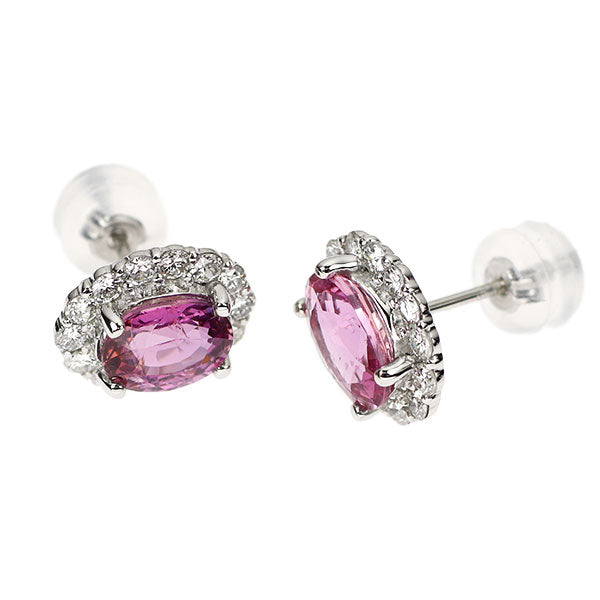Pt950/ Pt900 モザンビーク産非加熱ピンクサファイア ダイヤモンド ピアス 1.93ct D0.50ct