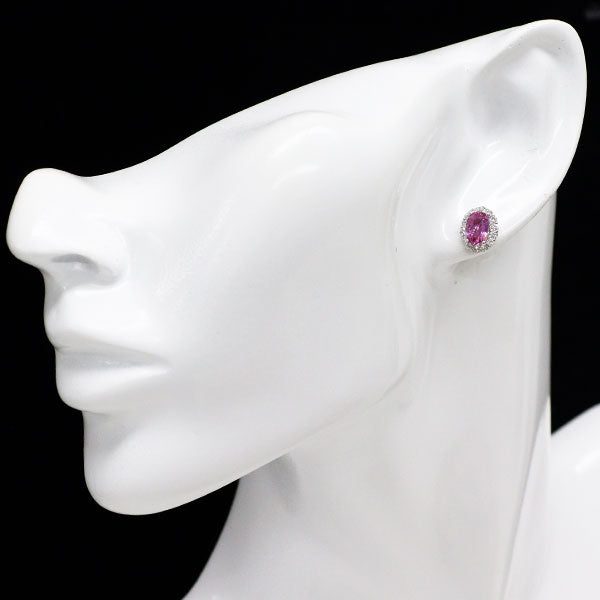 Pt950/ Pt900 モザンビーク産非加熱ピンクサファイア ダイヤモンド ピアス 1.93ct D0.50ct