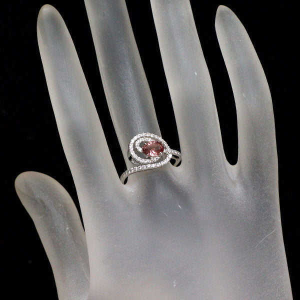 Pt900 非加熱パパラチアサファイア ダイヤモンド リング 0.885ct D0.40ct