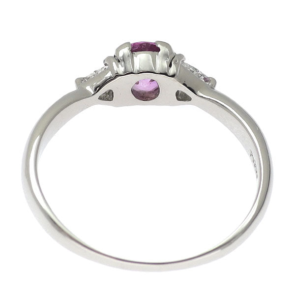 Pt900 ビルマ/ミャンマー産 非加熱ピンクサファイア ダイヤモンド リング 0.68ct D0.13ct