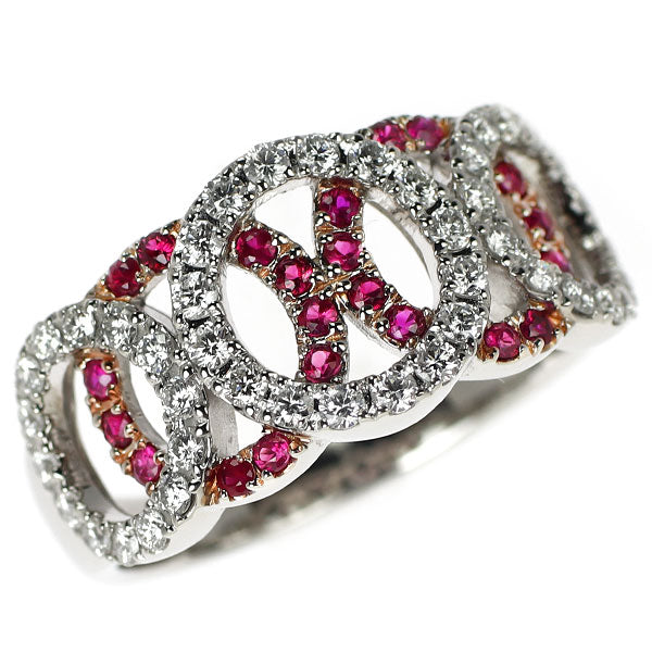 Pt900 ルビー ダイヤモンド リング 0.28ct D0.60ct