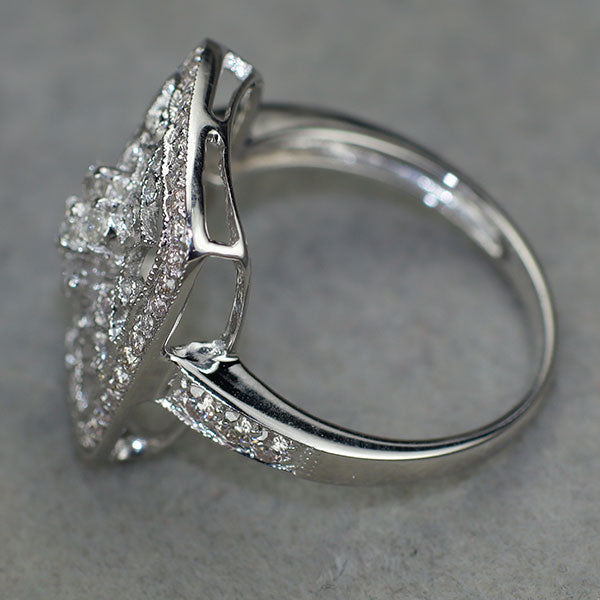 K18WG ローズカットダイヤモンド 天然ピンクダイヤモンド リング 0.16ct PD0.42ct アンティークレース