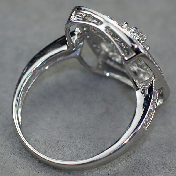 K18WG ローズカットダイヤモンド 天然ピンクダイヤモンド リング 0.16ct PD0.42ct アンティークレース