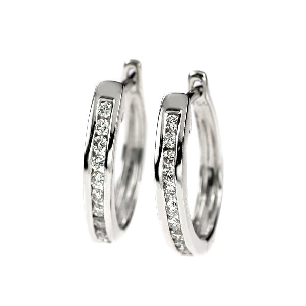 K18WG ダイヤモンド フープピアス 0.30ct