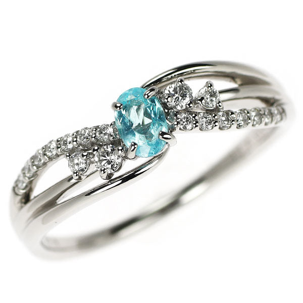 Pt900 ブラジル産 パライバトルマリン ダイヤモンド リング 0.21ct D0.18ct