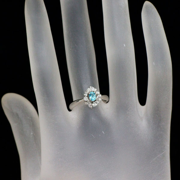 Pt900 ブラジル産パライバ トルマリン ダイヤモンド リング 0.242ct D0.292ct 希少