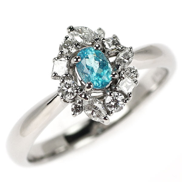 Pt900 ブラジル産パライバ トルマリン ダイヤモンド リング 0.242ct D0.292ct 希少