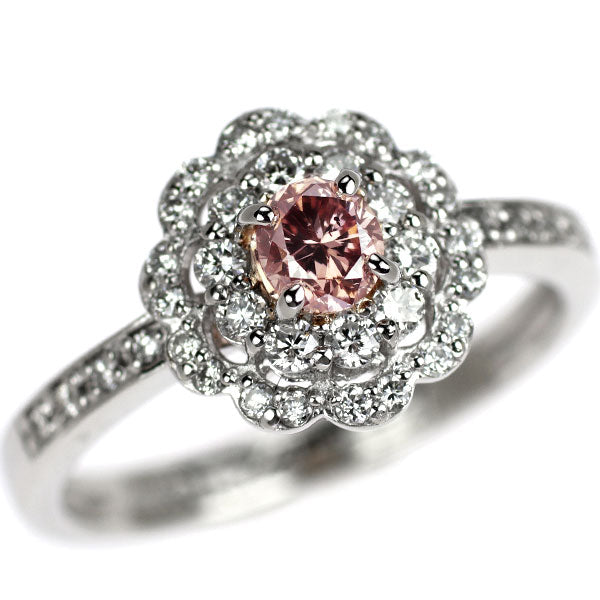 希少 Pt900 天然ピンクダイヤモンド リング 0.243ct FDBOP SI1 D0.26ct