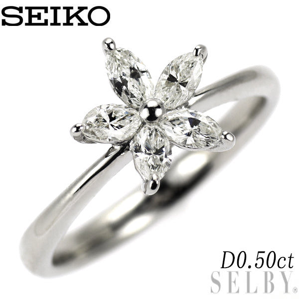 セイコー Pt900 ダイヤモンド リング 0.50ct フラワー
