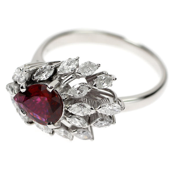 Pt900 タイ産 非加熱ルビー ダイヤモンド リング 1.12ct D0.70ct