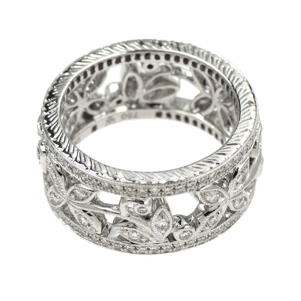 K18WG ダイヤモンド リング 0.80ct 植物 花 フラワー