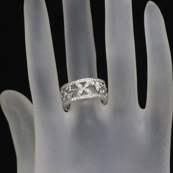 K18WG ダイヤモンド リング 0.80ct 植物 花 フラワー