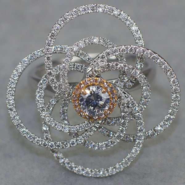 750/K18PG/WG 天然バイオレッティッシュグレーダイヤモンド リング 0.427ct FVG I1 D1.20ct