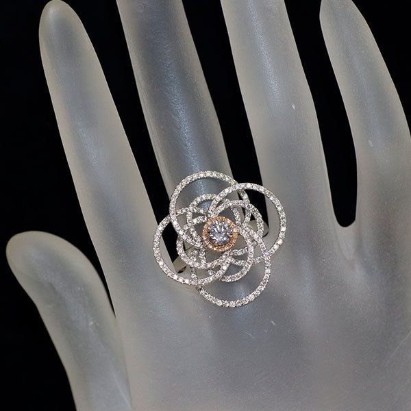 750/K18PG/WG 天然バイオレッティッシュグレーダイヤモンド リング 0.427ct FVG I1 D1.20ct