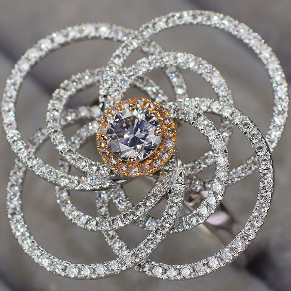 750/K18PG/WG 天然バイオレッティッシュグレーダイヤモンド リング 0.427ct FVG I1 D1.20ct
