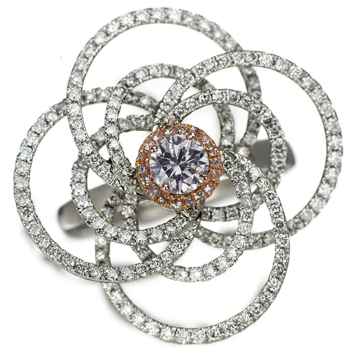 750/K18PG/WG 天然バイオレッティッシュグレーダイヤモンド リング 0.427ct FVG I1 D1.20ct