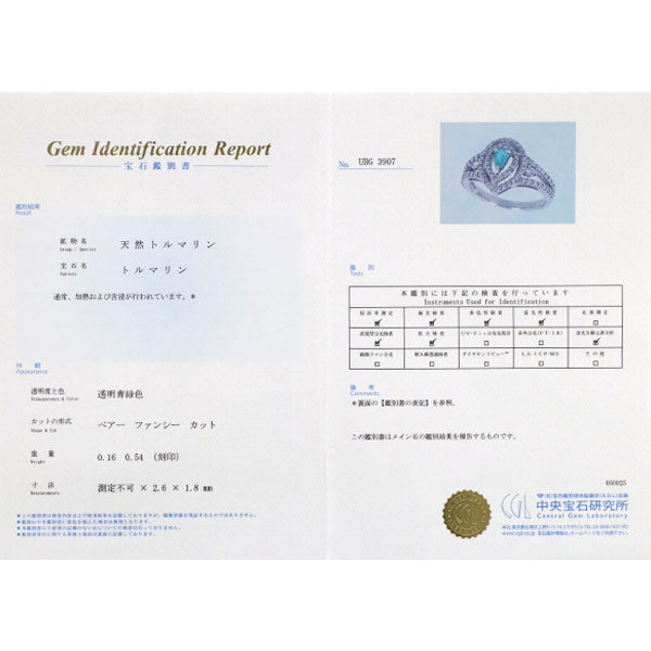希少 Pt900 パライバトルマリン ダイヤモンド リング 0.16ct D0.54ct