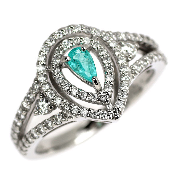 希少 Pt900 パライバトルマリン ダイヤモンド リング 0.16ct D0.54ct