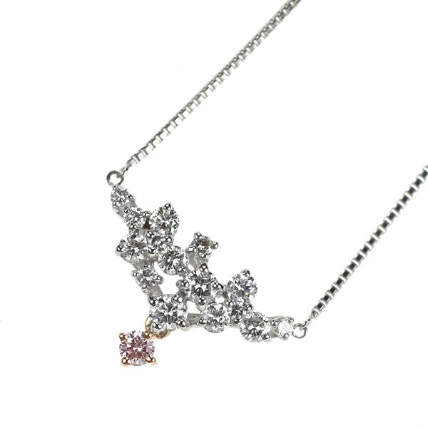 希少 Pt900/ K18PG/ Pt850 天然ピンク ダイヤモンド ペンダントネックレス 0.051ct FLP SI2 D0.39ct