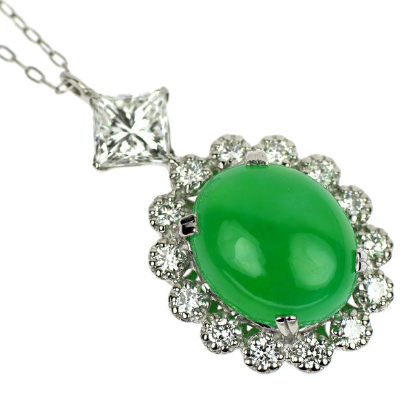 Pt900/ Pt850 翡翠 ダイヤモンド ペンダントネックレス 3.72ct D0.856ct