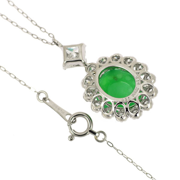 Pt900/ Pt850 翡翠 ダイヤモンド ペンダントネックレス 3.72ct D0.856ct