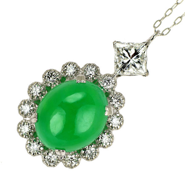 Pt900/ Pt850 翡翠 ダイヤモンド ペンダントネックレス 3.72ct D0.856ct