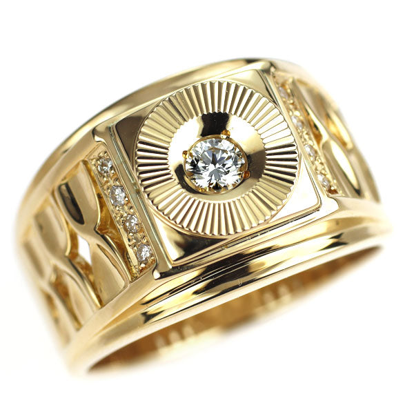 K18YG ダイヤモンド リング 0.19ct 印台