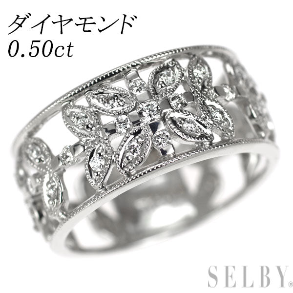 K18WG ダイヤモンド リング 0.50ct