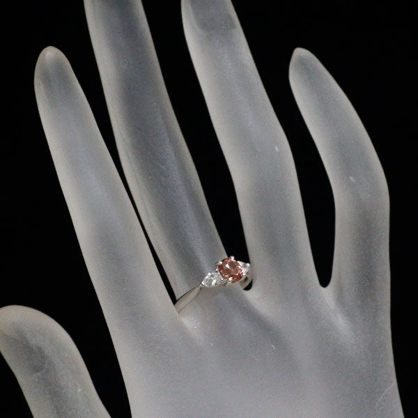 希少 Pt900 パパラチア サファイア ダイヤモンド リング 0.78ct D0.32ct