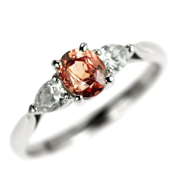 希少 Pt900 パパラチア サファイア ダイヤモンド リング 0.78ct D0.32ct
