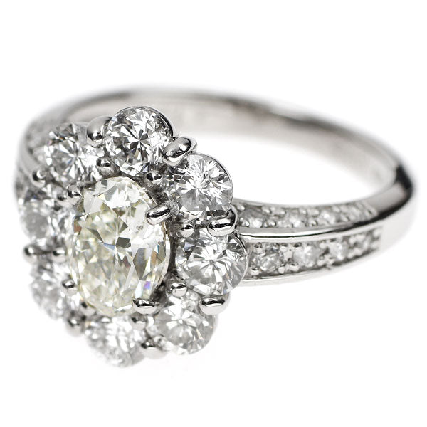 Pt900 オーバル ダイヤモンド リング 1.063ct K SI1 D1.95ct