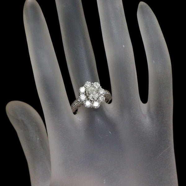 Pt900 オーバル ダイヤモンド リング 1.063ct K SI1 D1.95ct