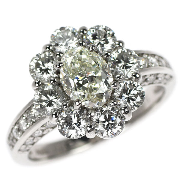 Pt900 オーバル ダイヤモンド リング 1.063ct K SI1 D1.95ct
