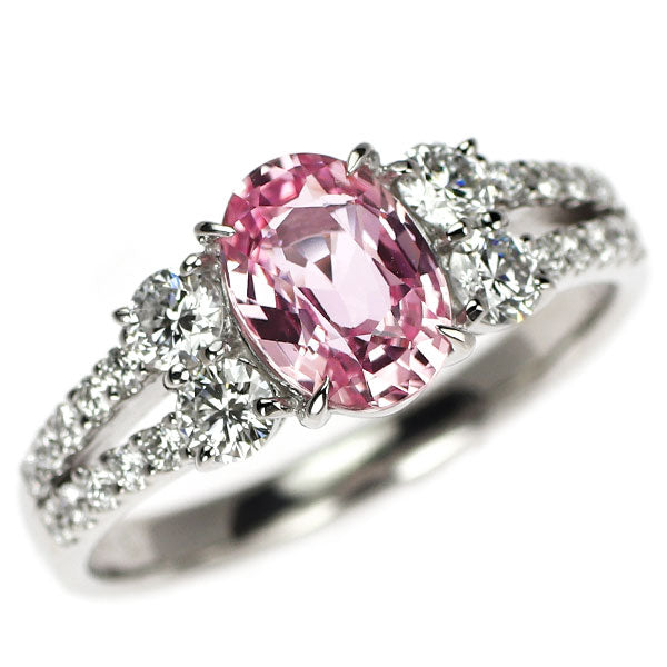 Pt900 マダガスカル産 非加熱パパラチアサファイア ダイヤモンド リング 1.50ct D0.60ct
