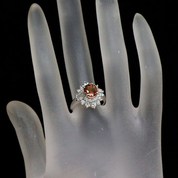 Pt900 パパラチアサファイア ダイヤモンド リング 2.01ct D1.20ct
