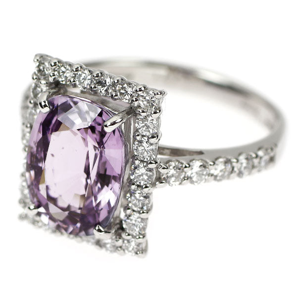 Pt950 マダガスカル産 非加熱パープルサファイア ダイヤモンド リング 3.75ct D0.77ct