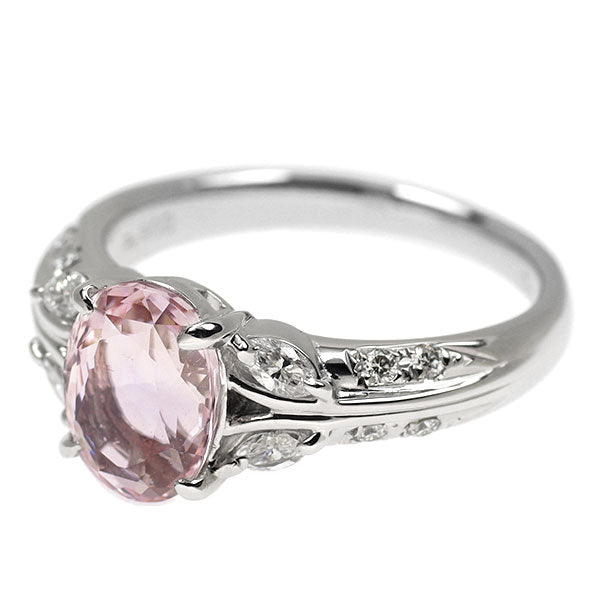 Pt900 スリランカ産 非加熱パパラチアサファイア ダイヤモンド リング 2.28ct D0.29ct