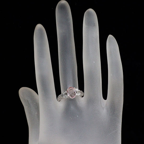 Pt900 スリランカ産 非加熱パパラチアサファイア ダイヤモンド リング 2.28ct D0.29ct