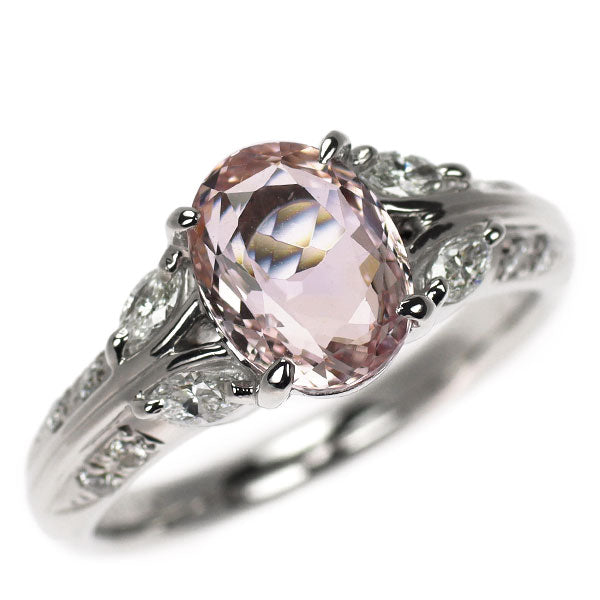 Pt900 スリランカ産 非加熱パパラチアサファイア ダイヤモンド リング 2.28ct D0.29ct
