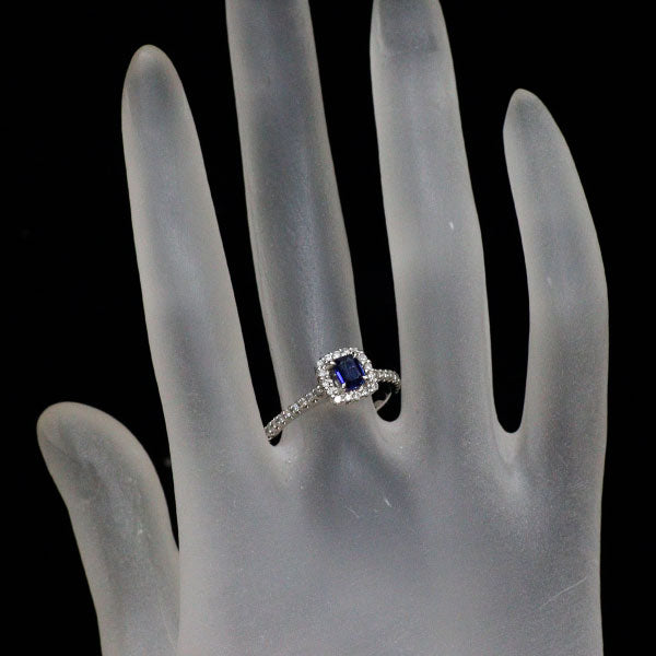 Pt900 サファイア ダイヤモンド リング 0.42ct D0.26ct
