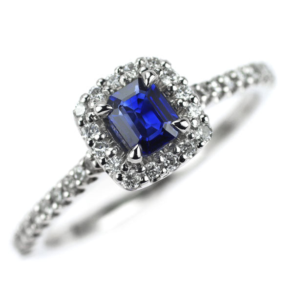 Pt900 サファイア ダイヤモンド リング 0.42ct D0.26ct