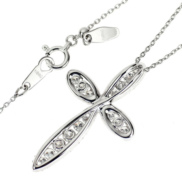 K18WG ダイヤモンド ペンダントネックレス 0.82ct クロス