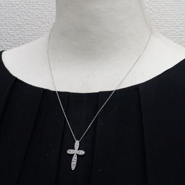 K18WG ダイヤモンド ペンダントネックレス 0.82ct クロス
