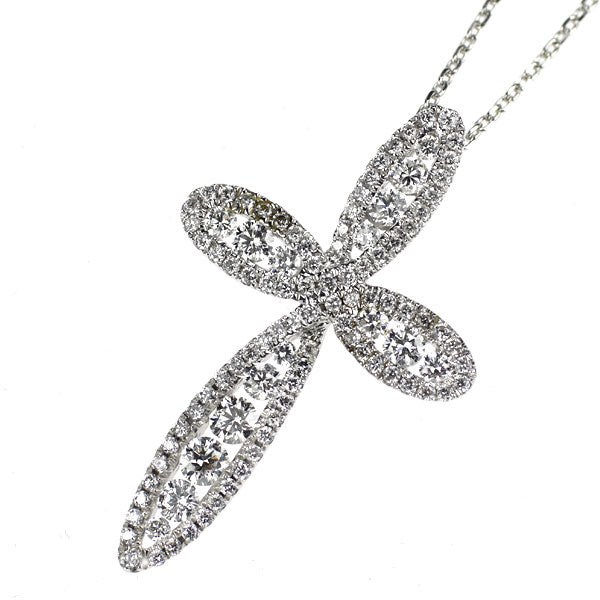 K18WG ダイヤモンド ペンダントネックレス 0.82ct クロス