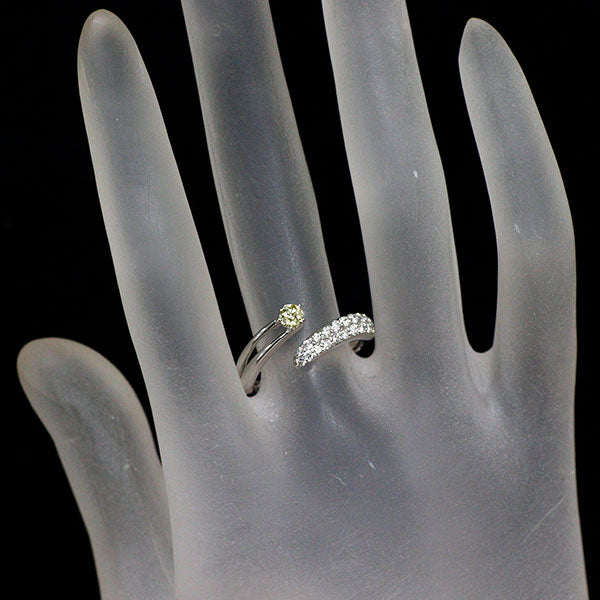 K18WG さくらカット ダイヤモンド リング 0.173ct D0.30ct