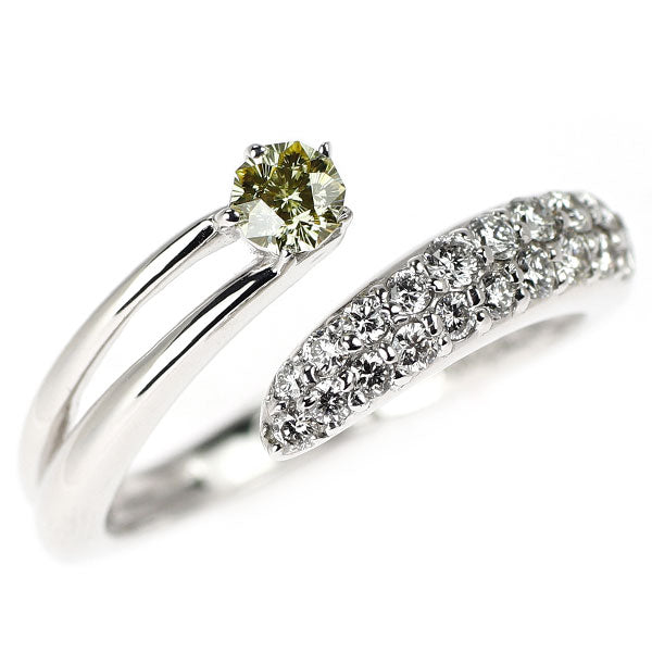 K18WG さくらカット ダイヤモンド リング 0.173ct D0.30ct