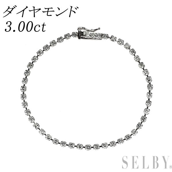 K18WG ダイヤモンド テニス ブレスレット 3.00ct