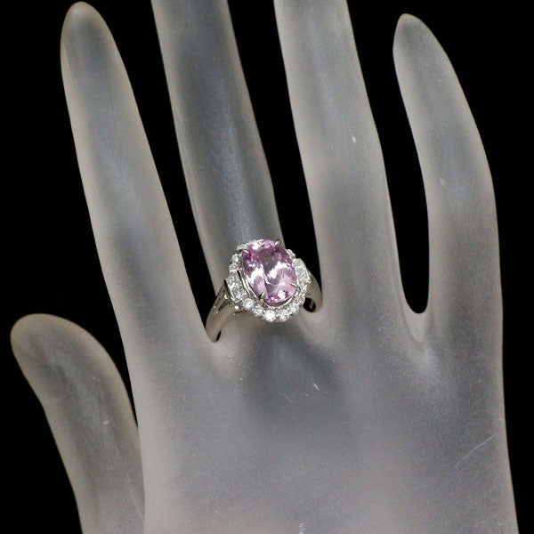 希少 Pt900 ピンクインペリアル トパーズ ダイヤモンド リング 4.58ct D0.75ct