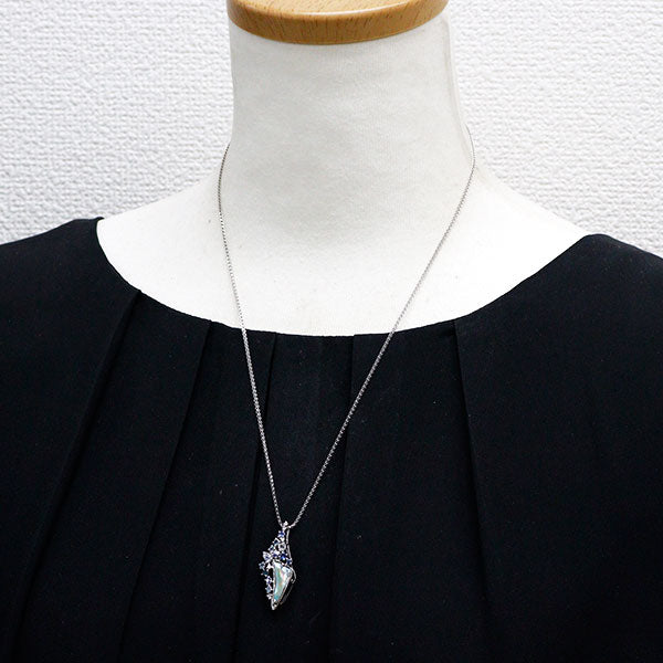 希少 Pt900/ Pt850 アワビ 真珠 ダイヤモンド ペンダントネックレス 1.10ct S1.09ct D0.11ct