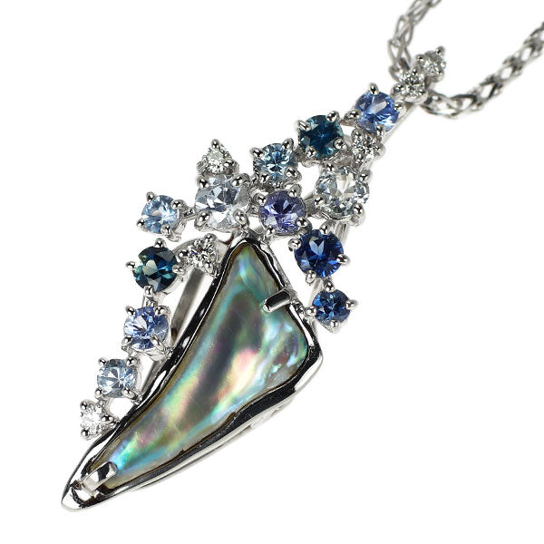 希少 Pt900/ Pt850 アワビ 真珠 ダイヤモンド ペンダントネックレス 1.10ct S1.09ct D0.11ct